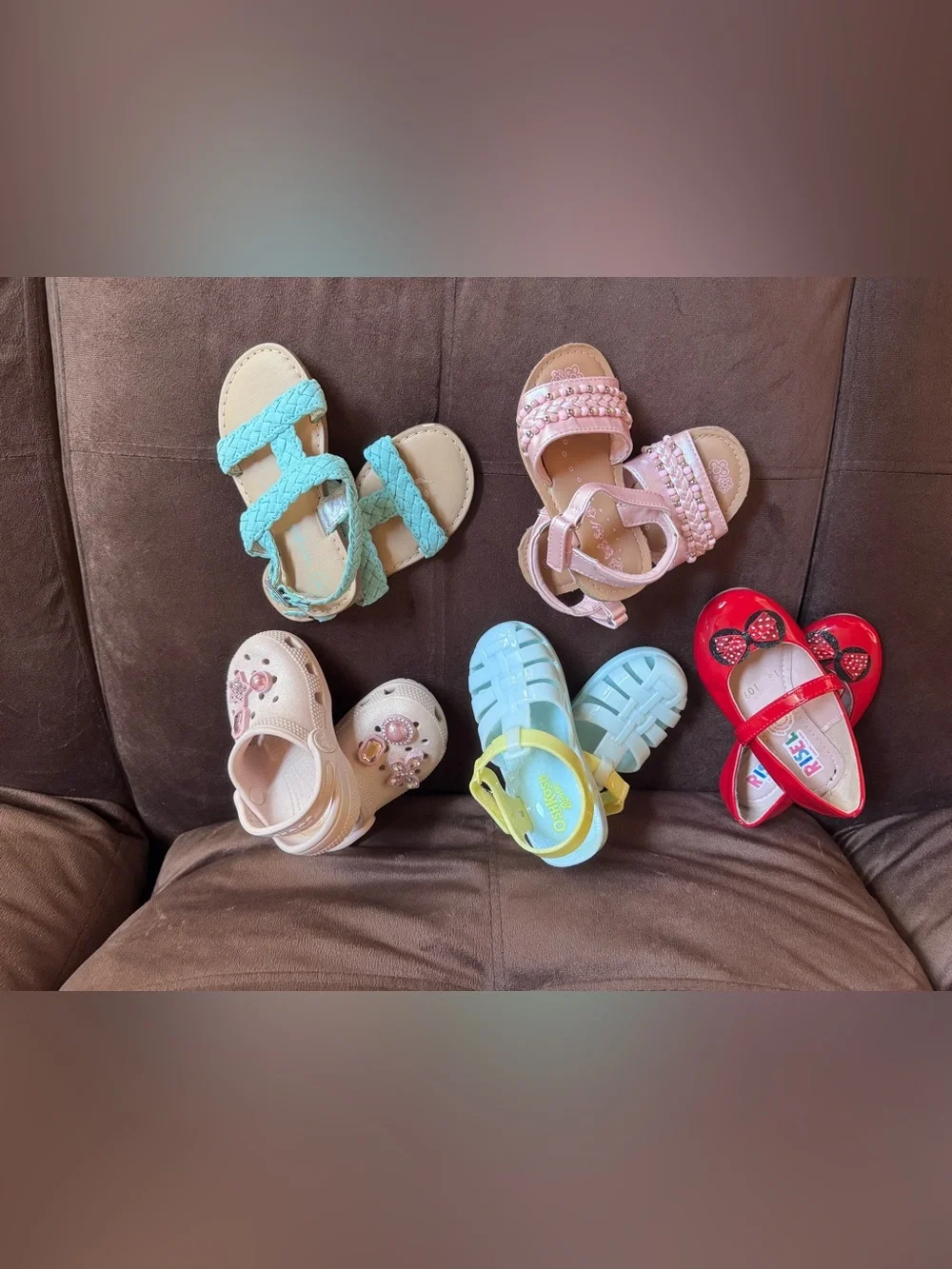 Kids Braided Strap Sandals in Light Blue - Cute Summer Footwear bundle.